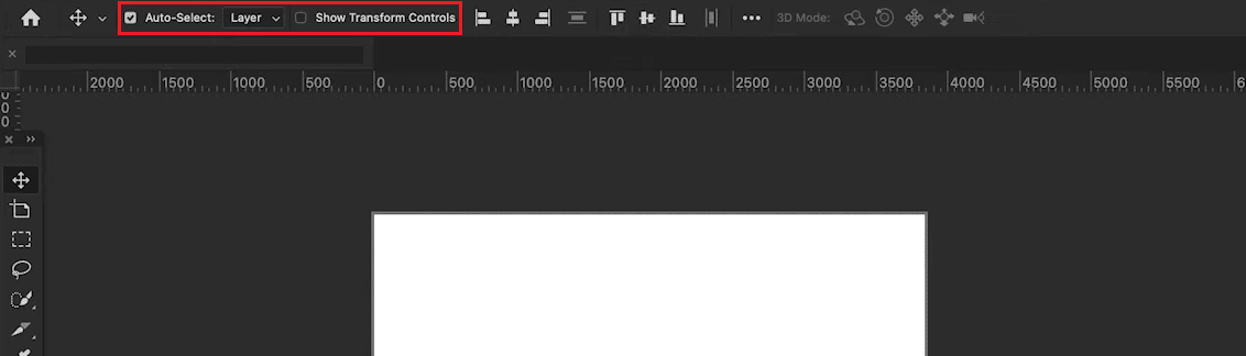 Set the Auto-Select field to Layer and mark the Show Transform Controls checkbox