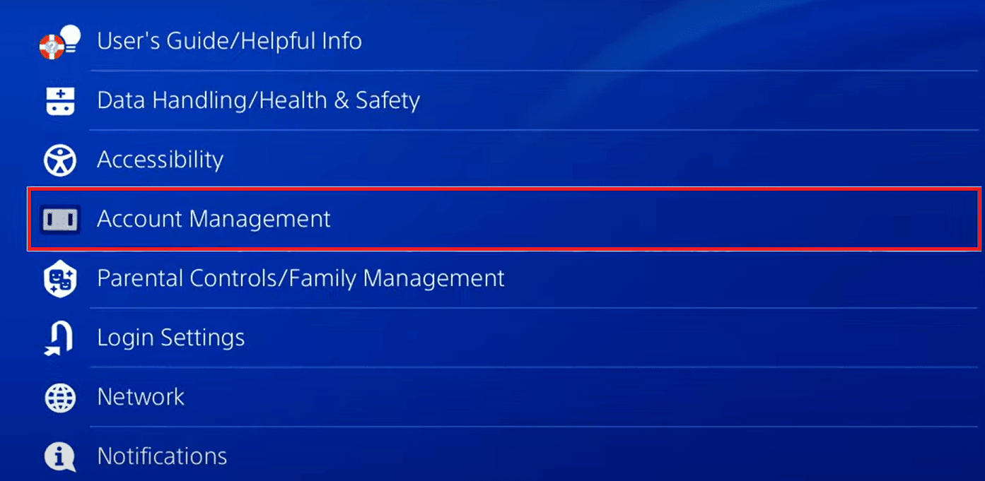 Account Management ON PS4