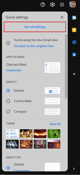 Click on See all settings.