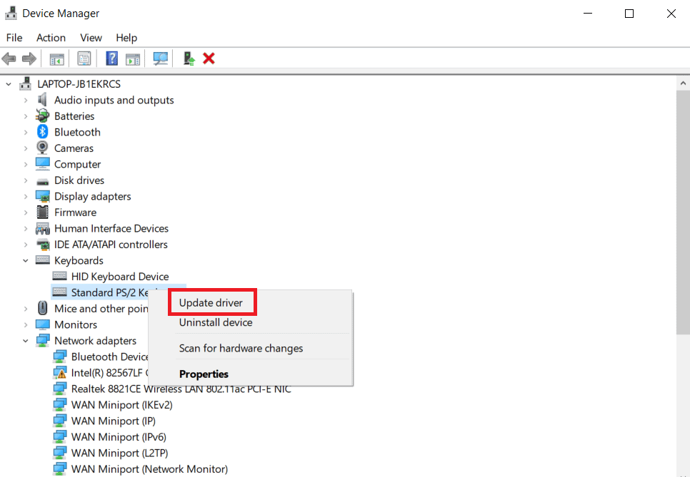 Click on Update driver option. Fix WASD and Arrow Keys Switched in Windows 10