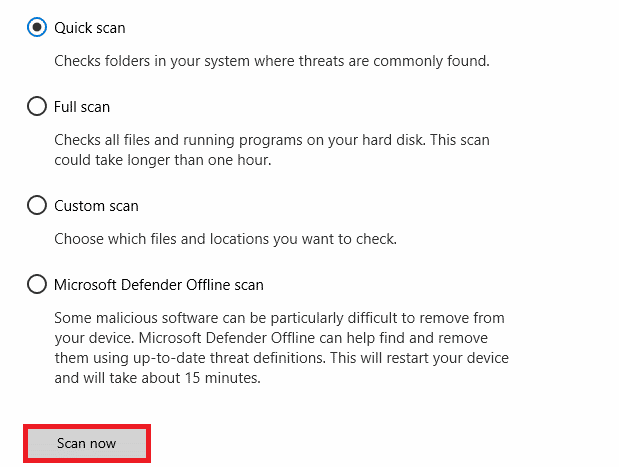 Choose a scan option as per your preference and click on Scan Now. Fix Avast Keeps Turning Off