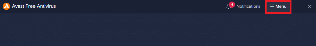 click on Menu in Avast free antivirus