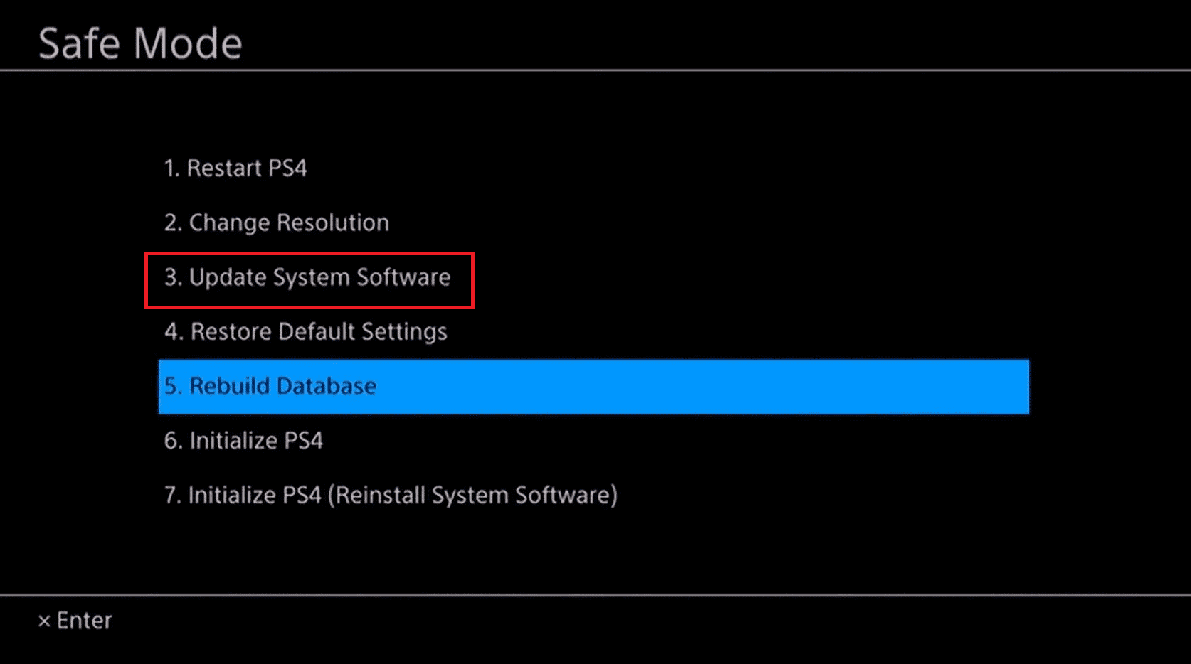 select the Update System Software option numbered as third in the list