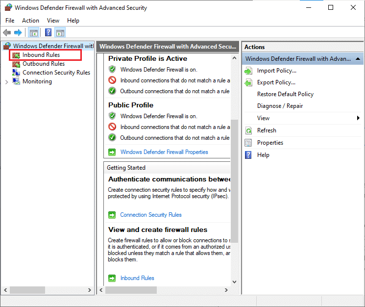 click on Inbound Rules. Fix Sedlauncher.exe High Disk Usage