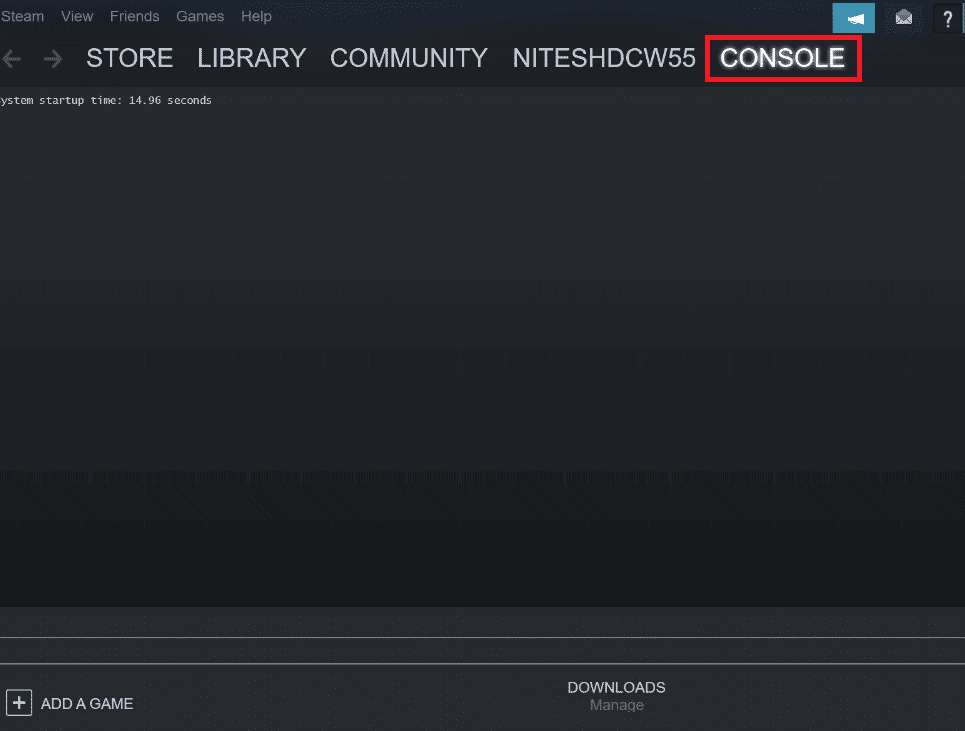 Steam console tab