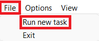 File menu in Task Manager