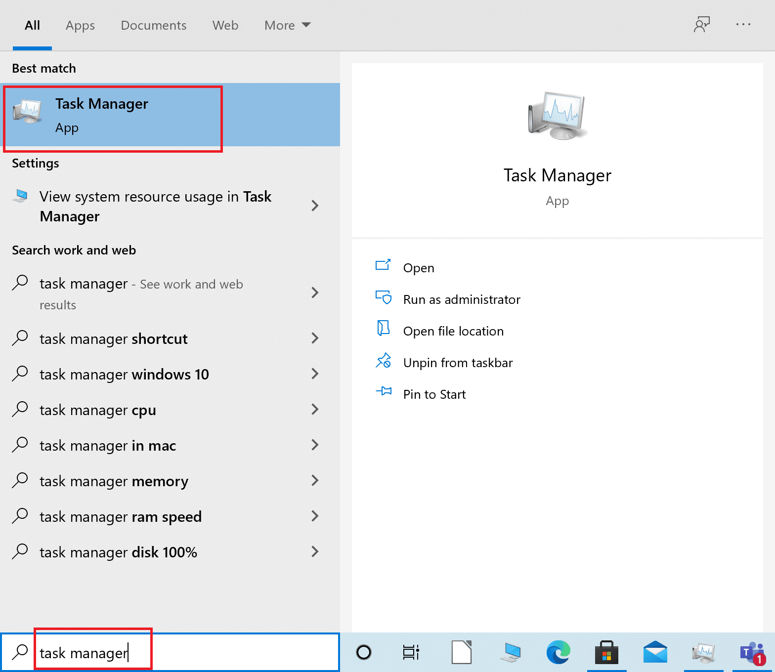 In the Windows search bar, search for task manager | Fix Microsoft Teams Keeps Restarting