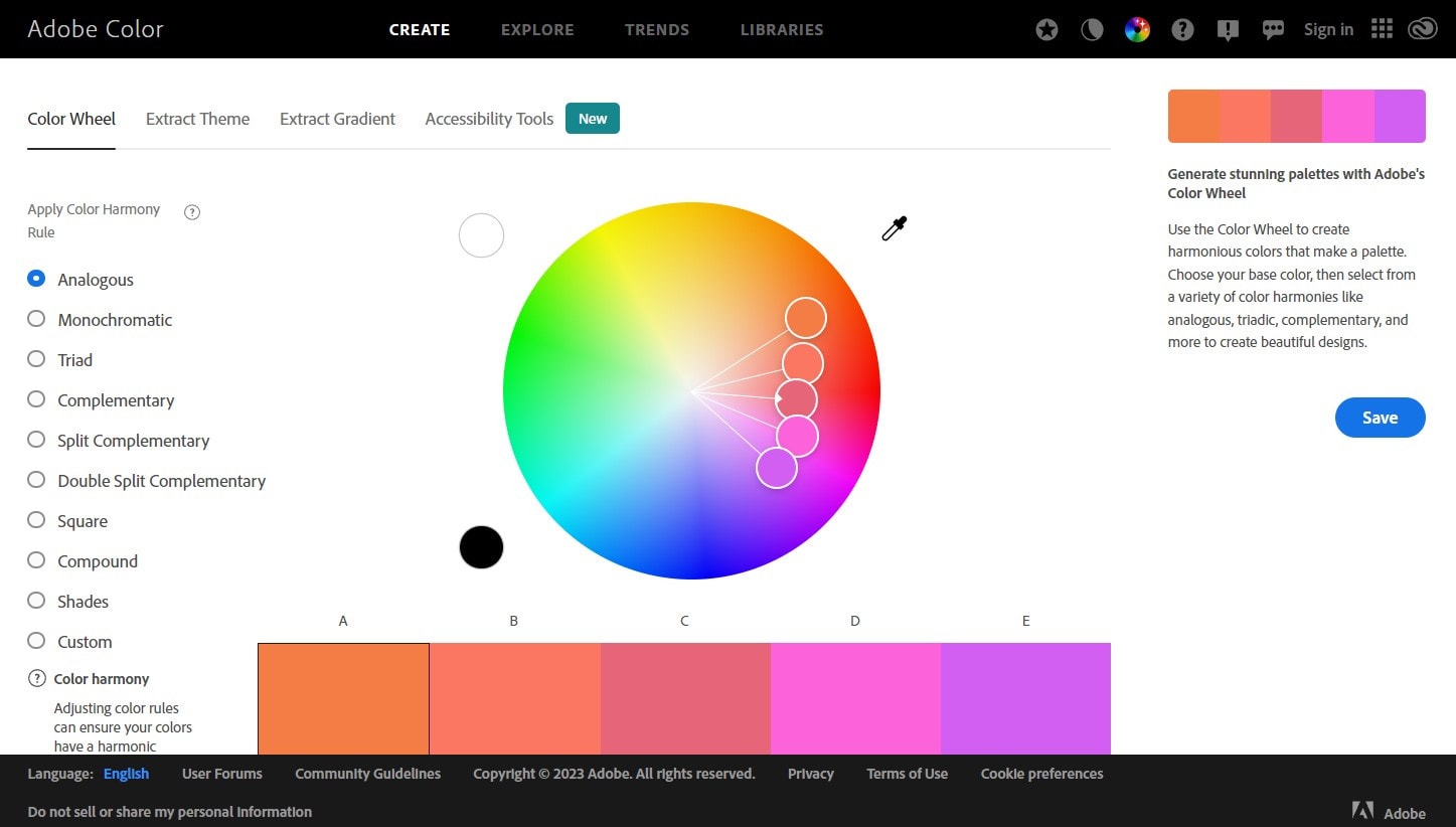 Adobe Color website