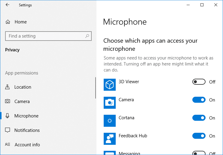 Allow apps or games to access the microphone