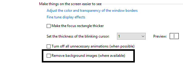 Check Remove background images and save the settings