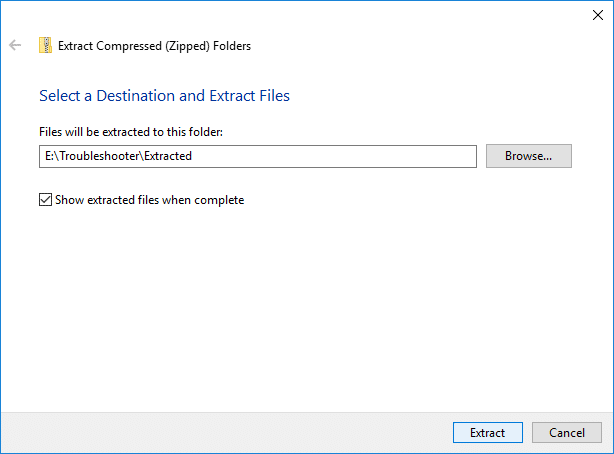 Checkmark Show extracted files when complete and click Extract