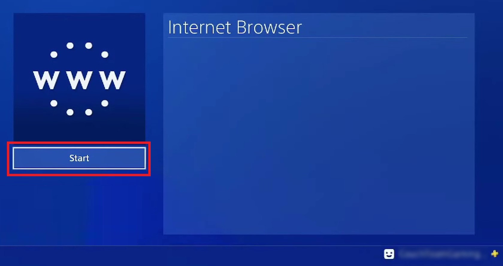 Choose the Start option to launch the browser