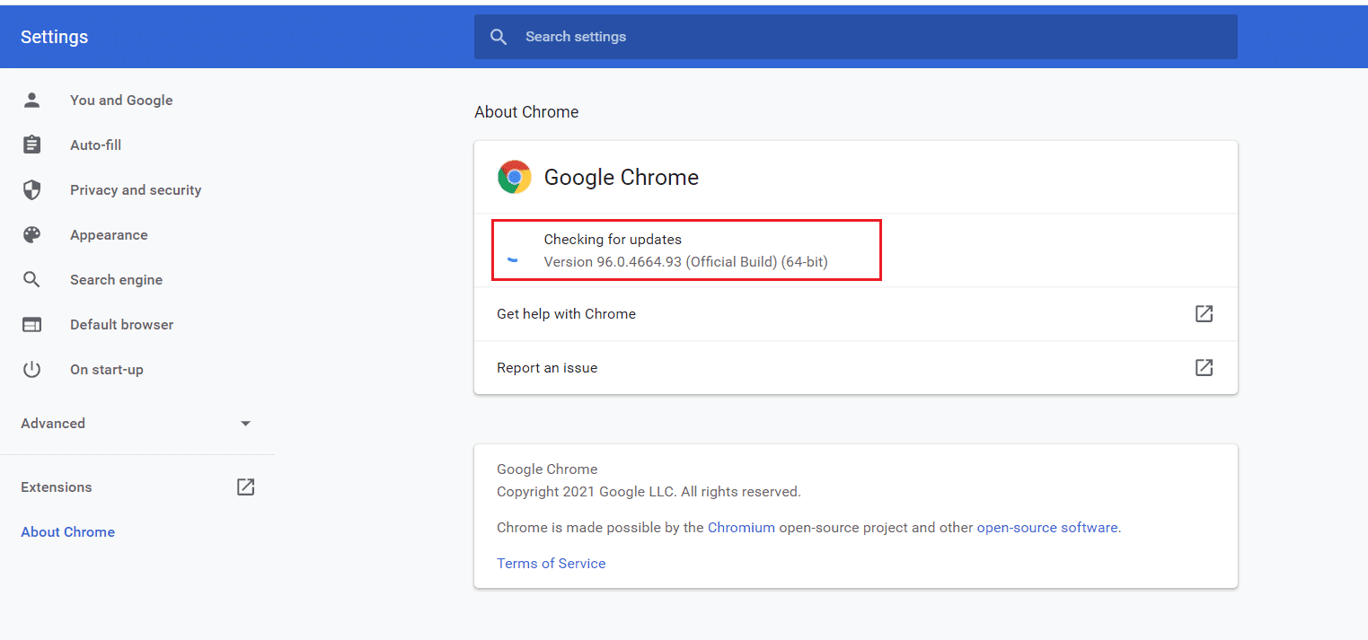 Chrome Checking for Updates