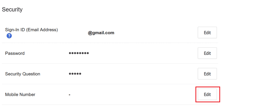 Click on Edit adjacent to your Mobile Number