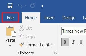 Click on FIle on the top right corner in Word