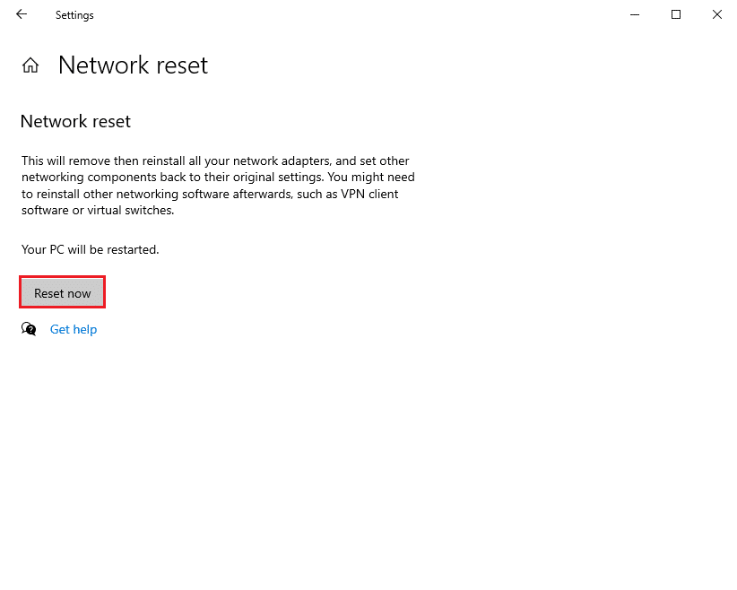 Click on Reset now and follow the on-screen instructions