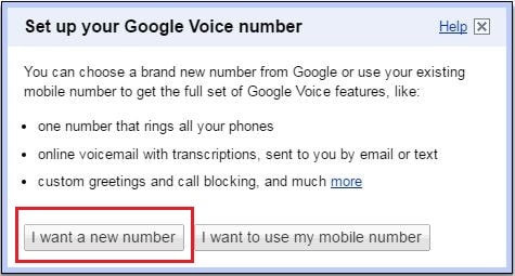 Click on the “I want a new number” option