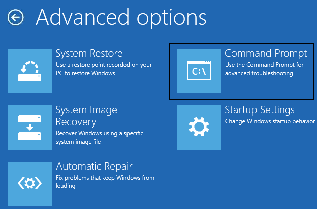 Command prompt from advanced options | Fix Windows 10 Stuck at Preparing Security Options