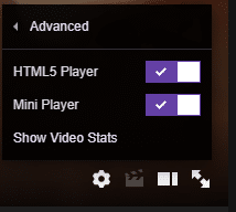 Disable HTML5 Player in Twitch Advance Settings