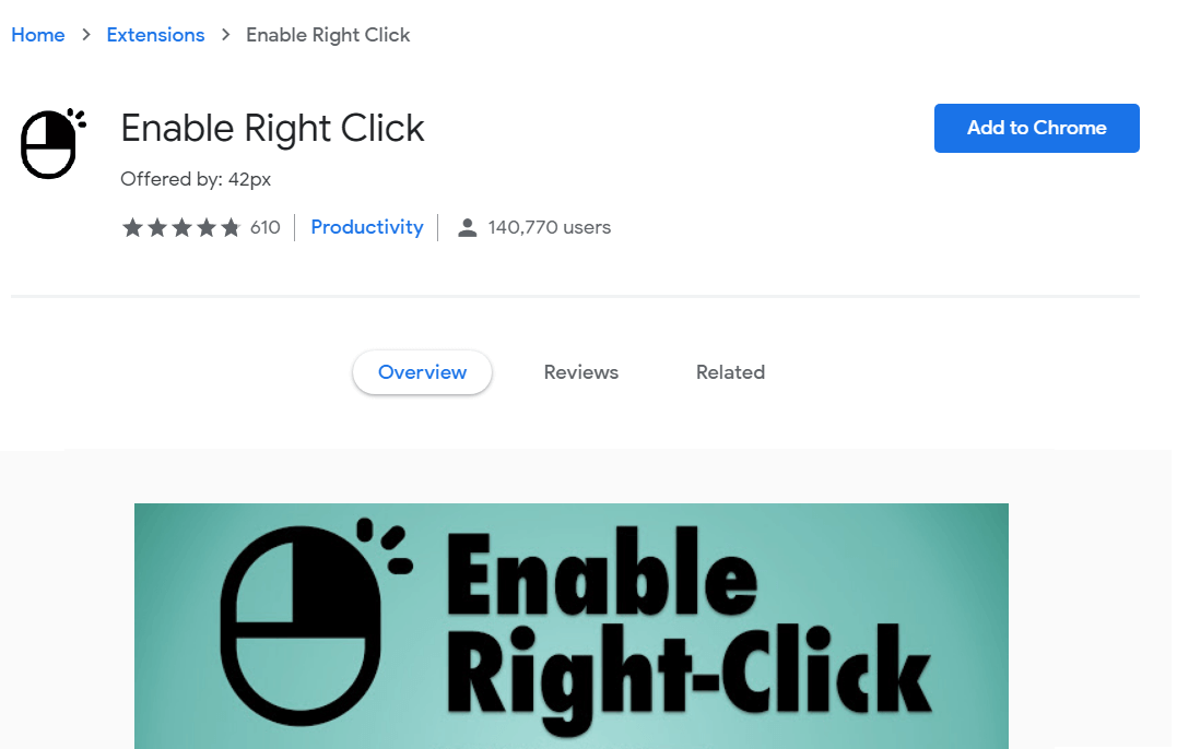 Download and install Enable Right-click extension on your browser