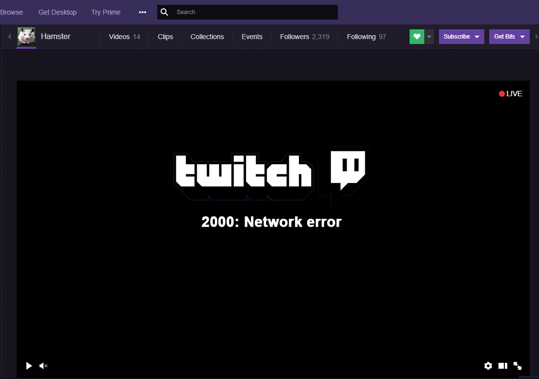 Fix 2000 Network Error on Twitch