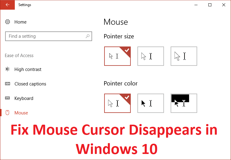 Fix Mouse Cursor Disappears in Windows 10