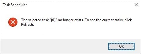 Fix The select task {0} no longer exists Error
