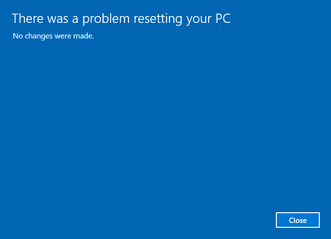 Fix There was a problem resetting your PC error