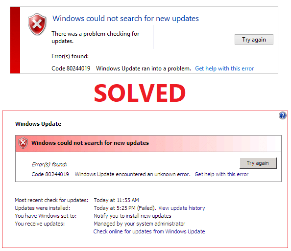Fix Windows Update Error 80244019