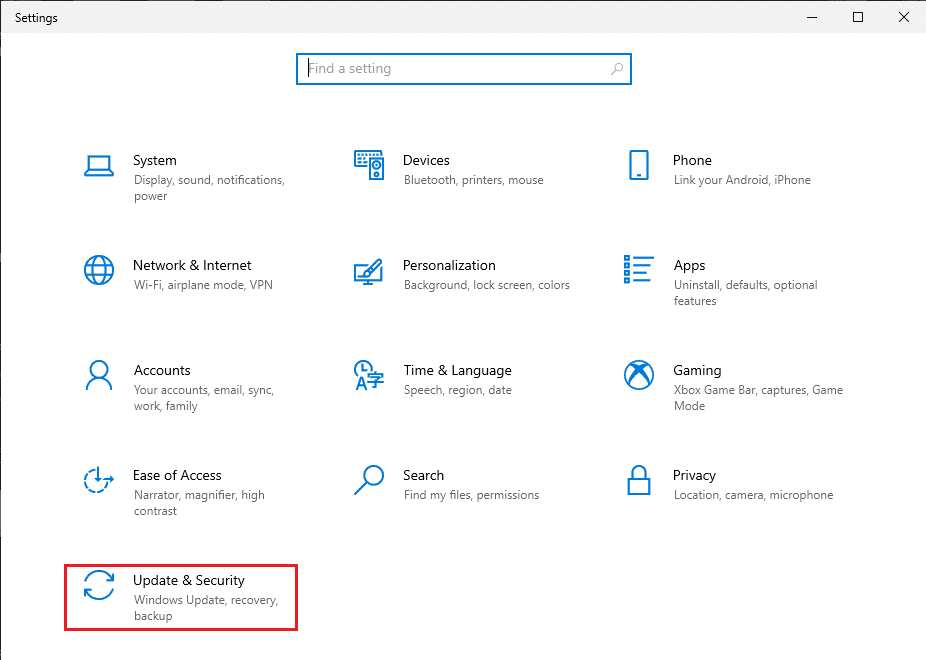 Go to the Update and Security section |Fix Audio Stuttering in Windows 10