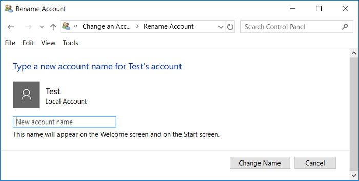 How to Change User Account Name in Windows 10