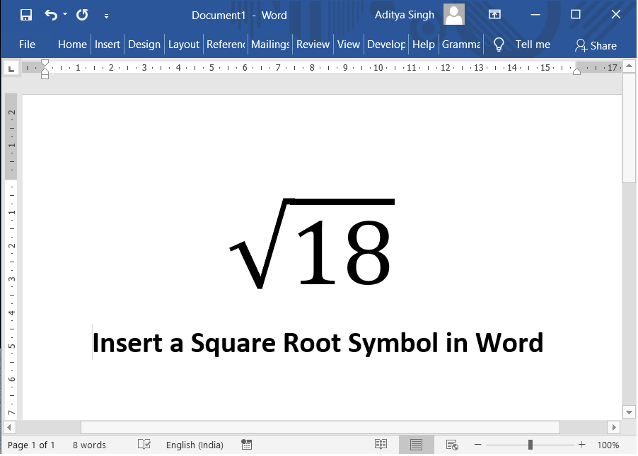 How to Insert a Square Root Symbol in Word