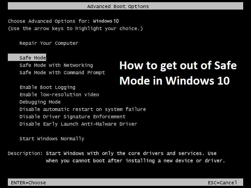 How to get out of Safe Mode in Windows 10