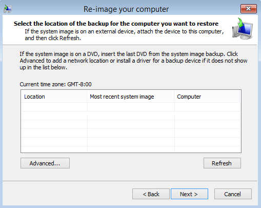 Insert your DVD or external Hard disk which contains the system image