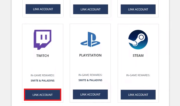 Locate the desired platform you would like to link from the list and click on LINK ACCOUNT