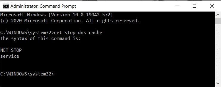 Net Stop DNS Cache using Command Prompt
