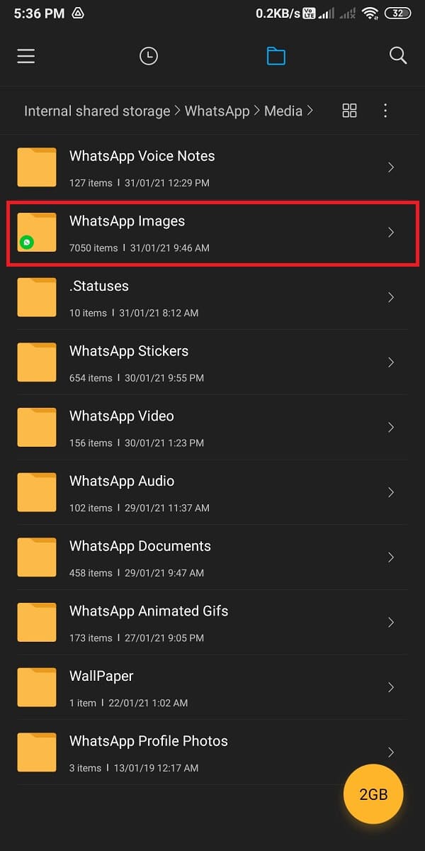 Now, open the WhatsApp images. 