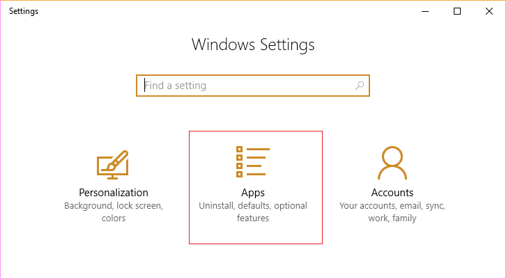 Open Windows Settings then click on Apps