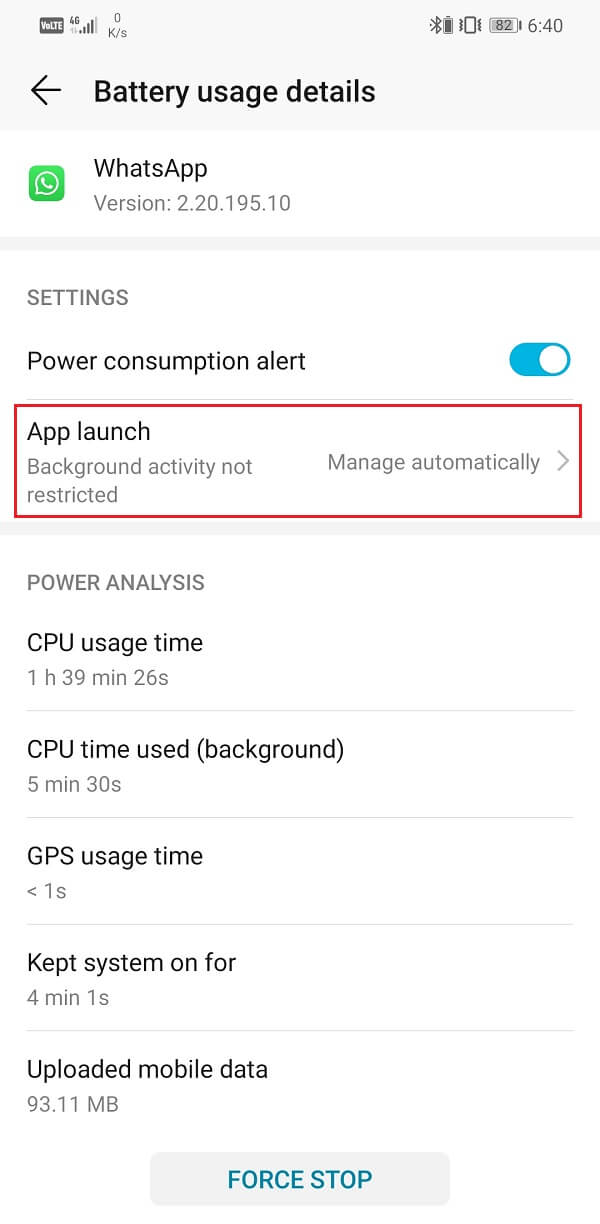 Open app launch settings | Fix WhatsApp Call Not Ringing on Android