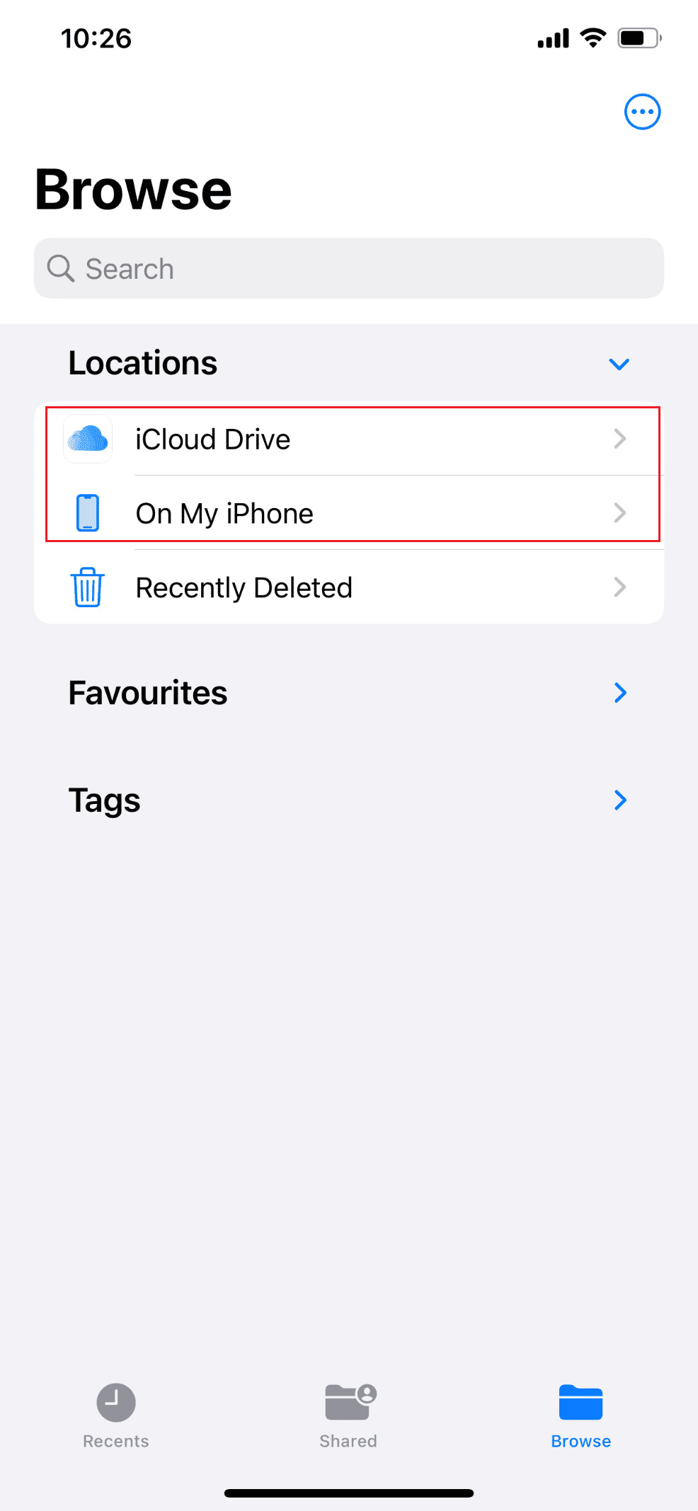 Open the Files app and select the desired location, such as On My iPhone or iCloud Drive