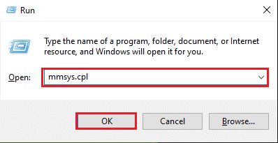 Open the Run dialog box. Type mmsys.cpl and hit Enter