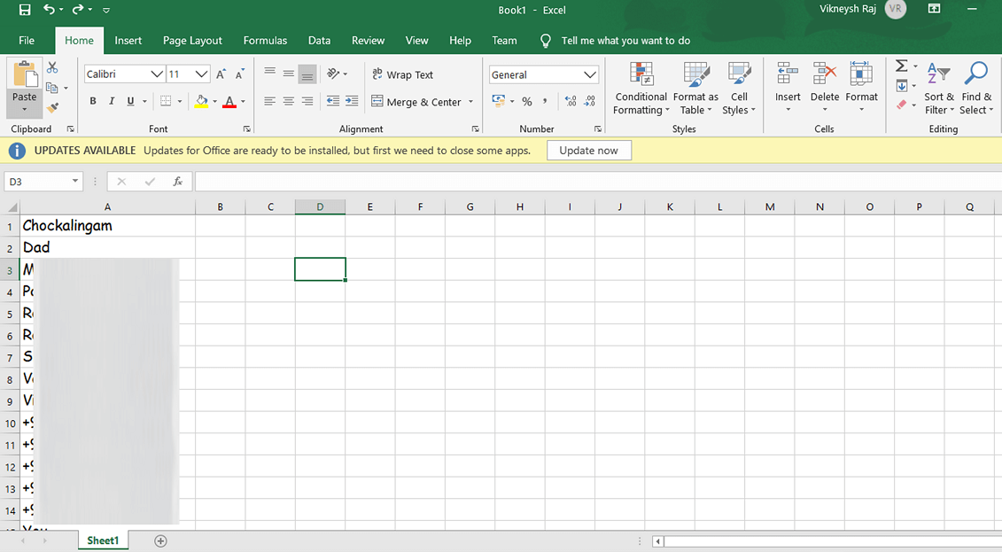 Pressing Ctrl + V will paste the contacts in your Excel Sheet | Extract WhatsApp Group Contacts