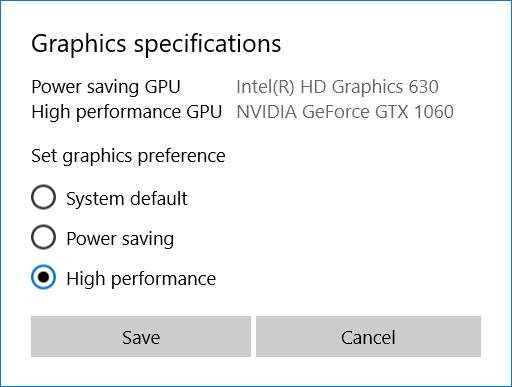 Select High performance and click on Save