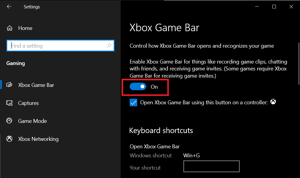 Switch the ‘Record game clips, screenshot, and broadcasting game bar’ off. | How to Remove Xbox game speech window?