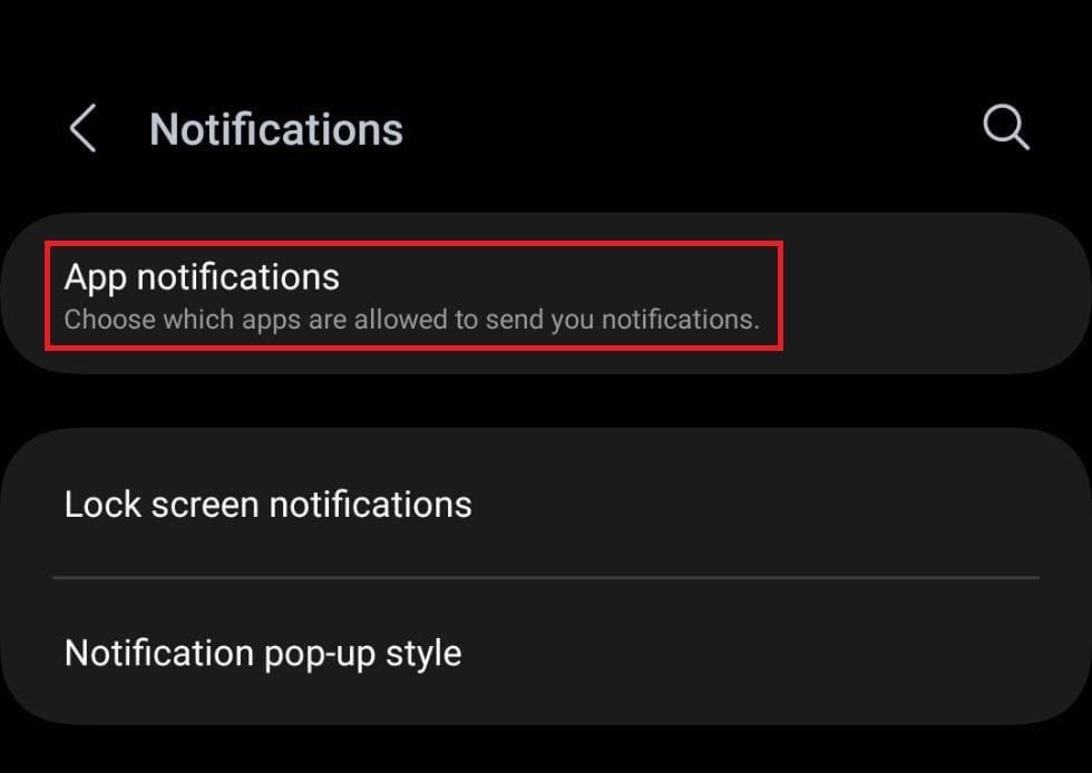Tap on App notifications.