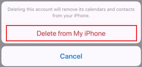 Tap on Delete from My iPhone to confirm the deletion