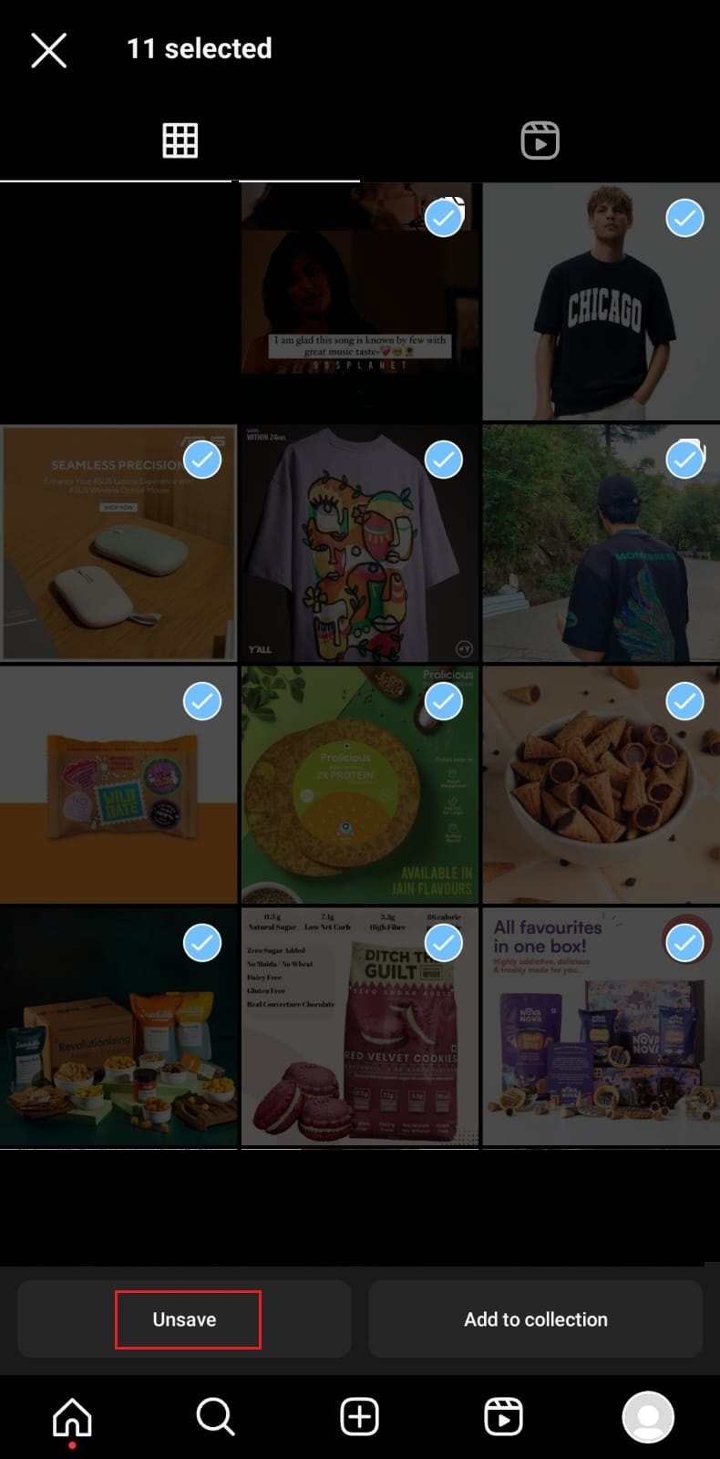 Tap on Unsave. | How To Delete All Saved Posts on Instagram