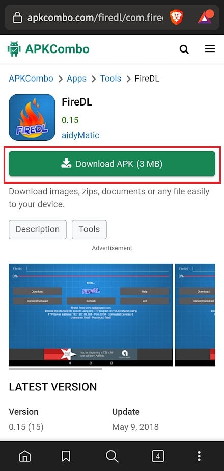Tap on the Download APK option present on the website