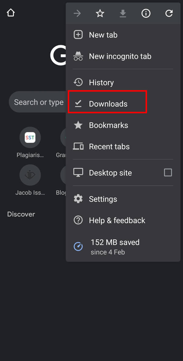 Tap on the Downloads option to get the list of downloaded files on your device. 