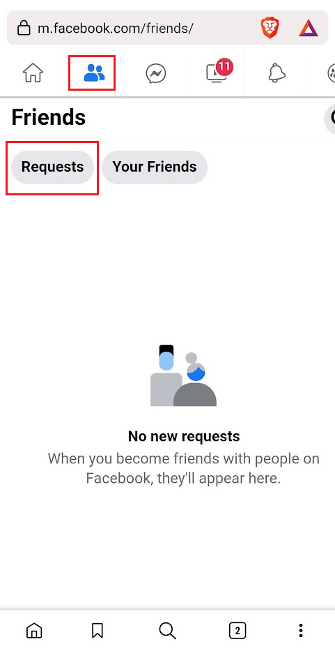 Tap on the Friends tab - Requests